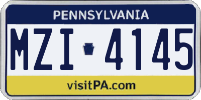 PA license plate MZI4145
