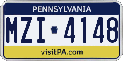 PA license plate MZI4148