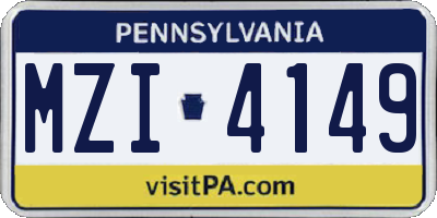 PA license plate MZI4149