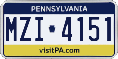 PA license plate MZI4151
