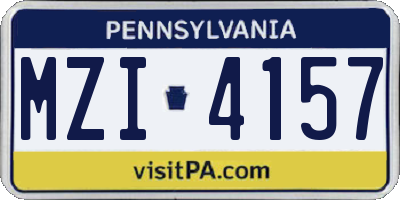 PA license plate MZI4157