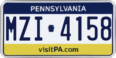 PA license plate MZI4158
