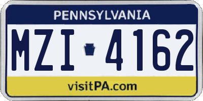 PA license plate MZI4162