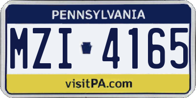 PA license plate MZI4165