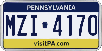 PA license plate MZI4170