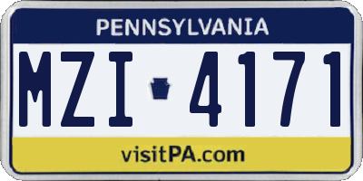 PA license plate MZI4171