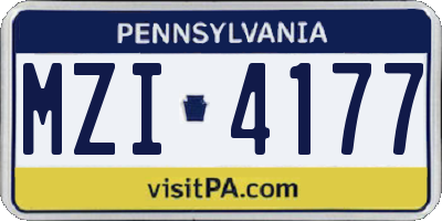 PA license plate MZI4177