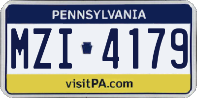 PA license plate MZI4179
