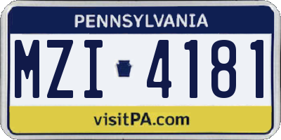 PA license plate MZI4181