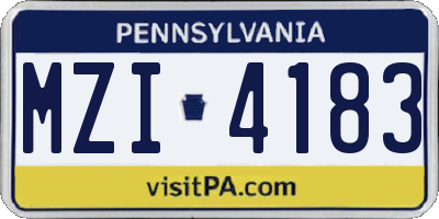 PA license plate MZI4183
