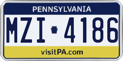 PA license plate MZI4186