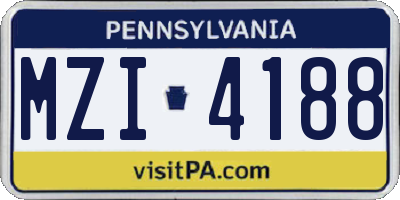 PA license plate MZI4188
