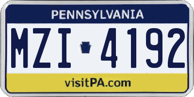 PA license plate MZI4192