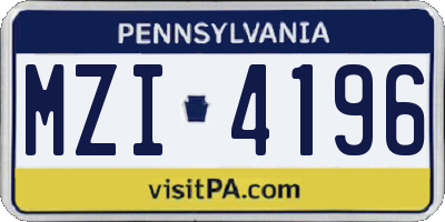 PA license plate MZI4196