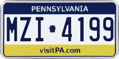 PA license plate MZI4199