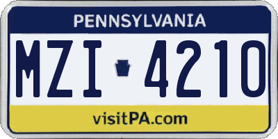 PA license plate MZI4210