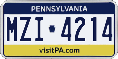 PA license plate MZI4214
