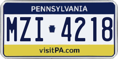 PA license plate MZI4218