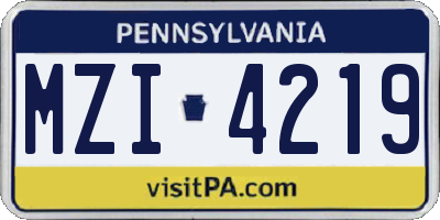 PA license plate MZI4219