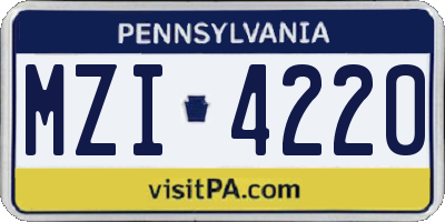 PA license plate MZI4220