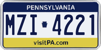PA license plate MZI4221