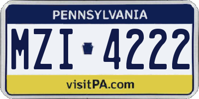 PA license plate MZI4222