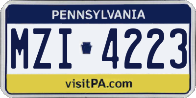 PA license plate MZI4223
