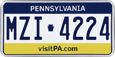 PA license plate MZI4224