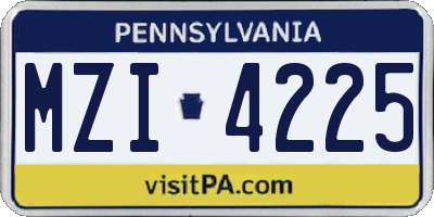 PA license plate MZI4225