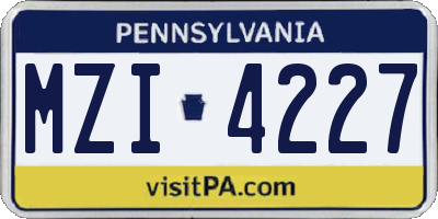 PA license plate MZI4227