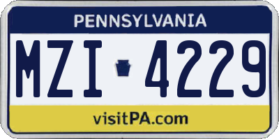 PA license plate MZI4229