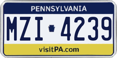 PA license plate MZI4239