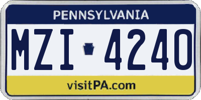 PA license plate MZI4240