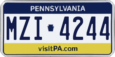 PA license plate MZI4244