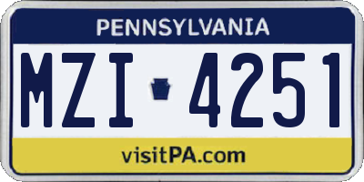 PA license plate MZI4251