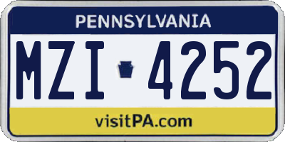 PA license plate MZI4252