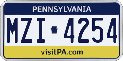 PA license plate MZI4254