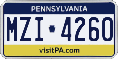 PA license plate MZI4260