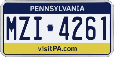 PA license plate MZI4261