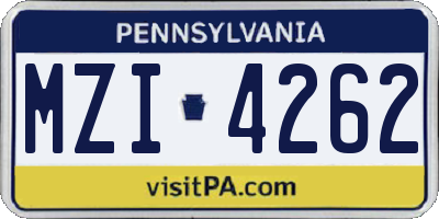 PA license plate MZI4262