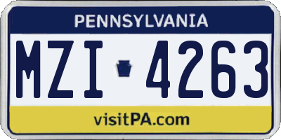 PA license plate MZI4263