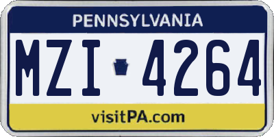 PA license plate MZI4264