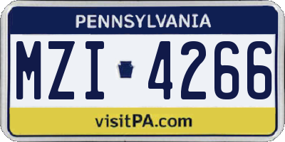 PA license plate MZI4266