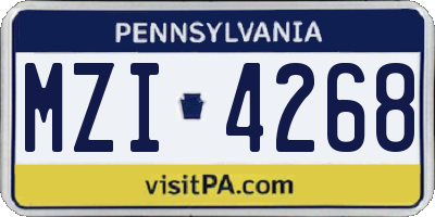 PA license plate MZI4268
