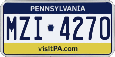 PA license plate MZI4270