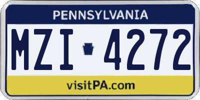 PA license plate MZI4272
