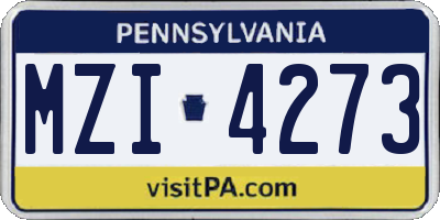 PA license plate MZI4273