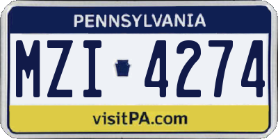 PA license plate MZI4274