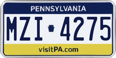 PA license plate MZI4275
