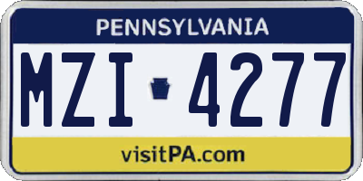PA license plate MZI4277